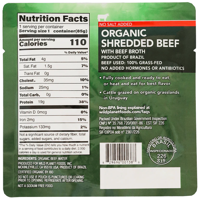 Organic Shredded Beef (NO SALT)