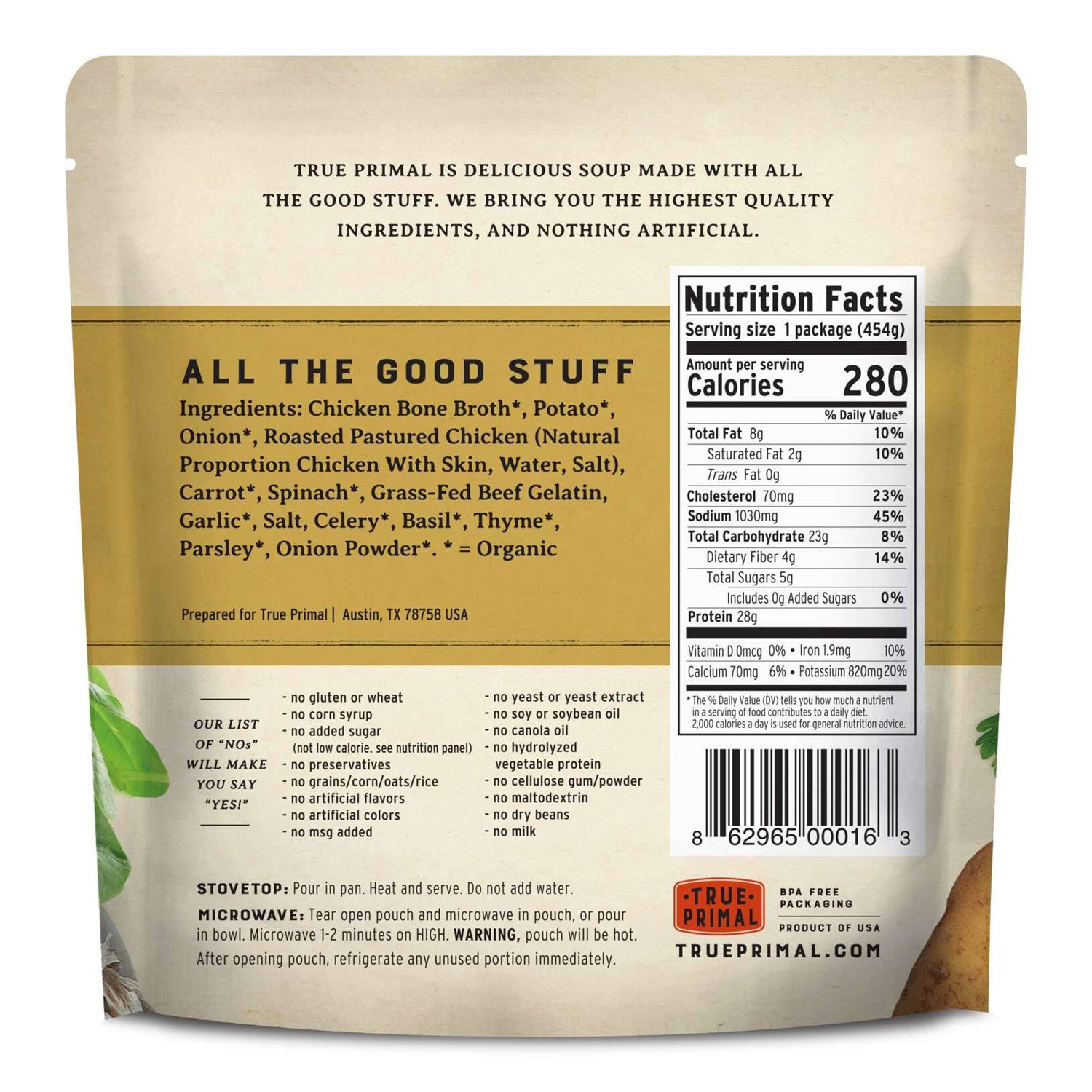  True Primal Roasted Chicken Soup 8-pack, Ready to eat